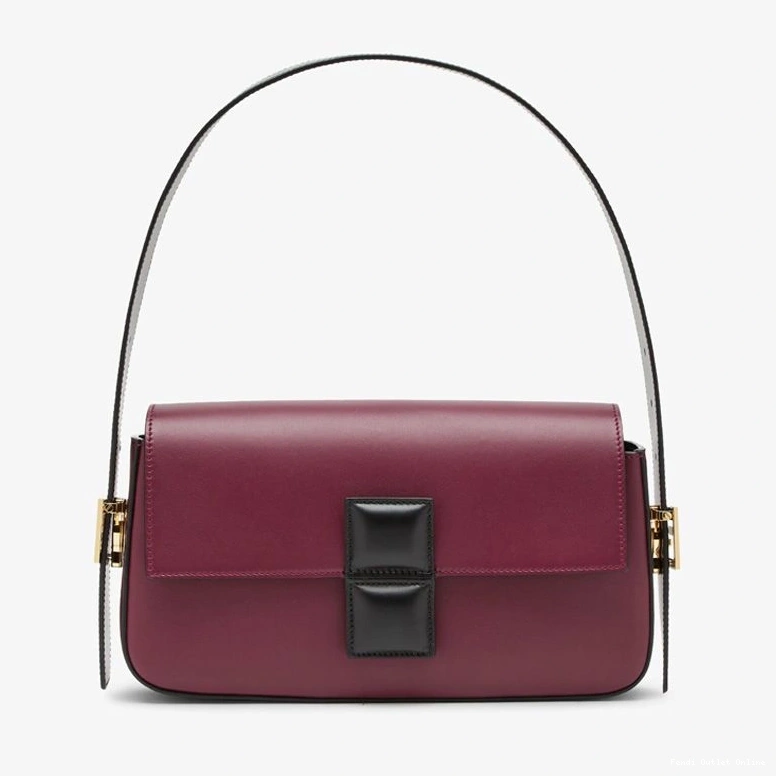 Affordable Fendi Medium Leather Burgundy Nappa In Baguette Bag Twist 0807